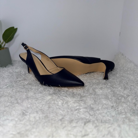 Navy Blue Slingback Pointed Toe Heels Women's Size 7 Stiletto - Picture 6 of 10